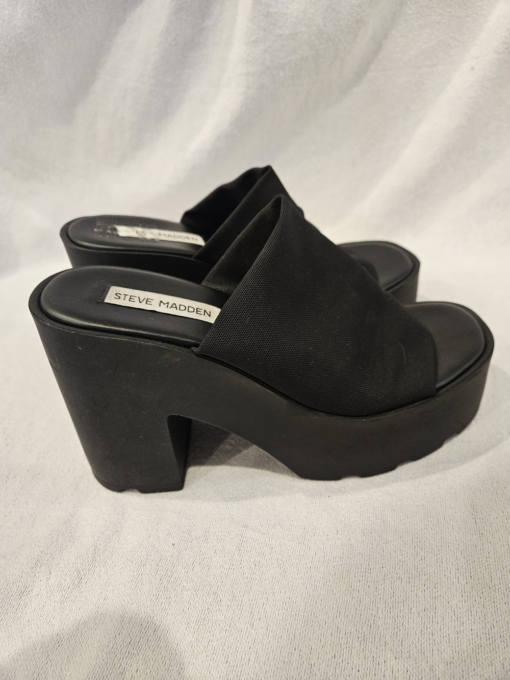 Steve Madden 37 Black Platform Slide Sandals Italy 90s Slinky 30 Mules 6.5 Y2K - Picture 3 of 7